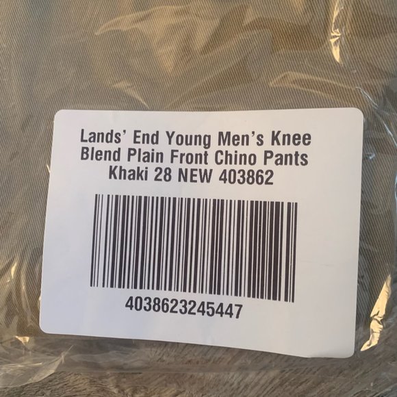 NWT LANDS' END YOUNG MEN'S KNEE BLEND PLAIN FRONT CHINO PANTS KHAKI 28 - Picture 4 of 5